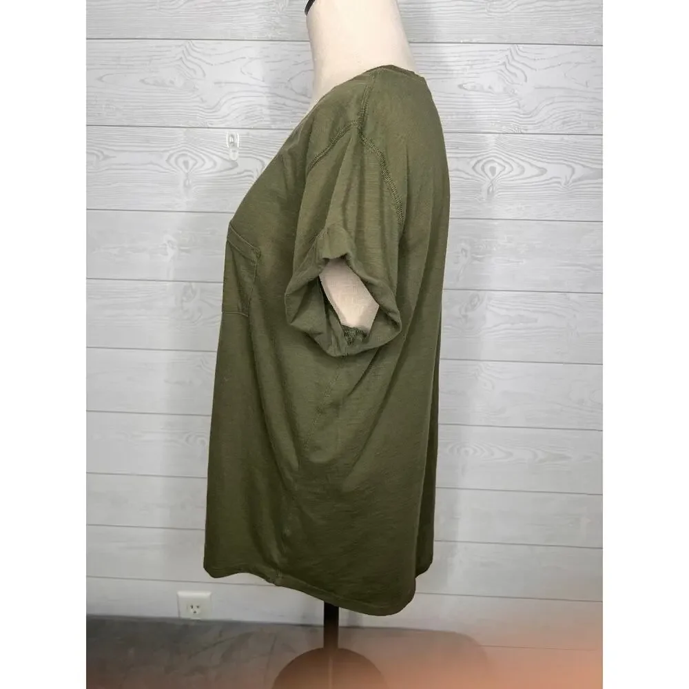 a.n.a A New Approach Olive Green Short Sleeve Top | Size XL - Picture 2 of 4